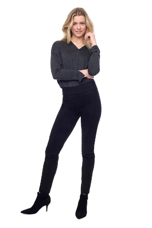 Vegan Suede Slim Full-Length Pant in Black 67931UP by UP! Relaxed Casual Leggings