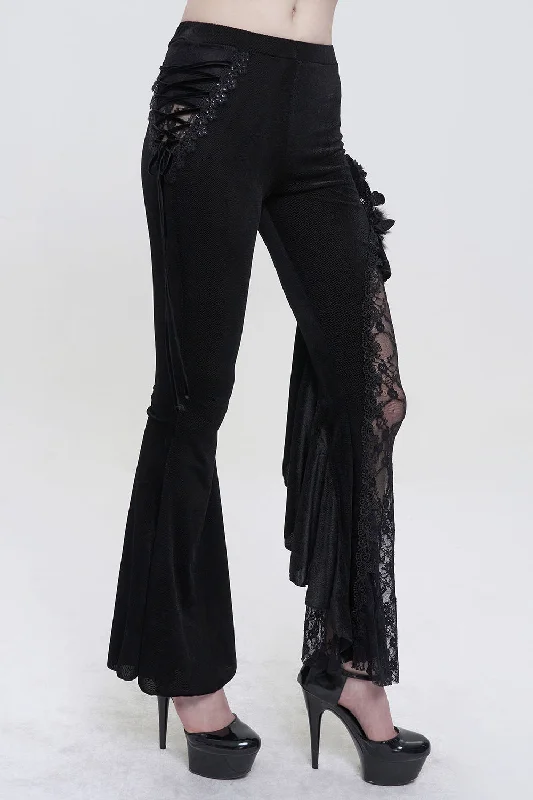 Velvet Vampire Goth Lace Flare Pants Comfortable Denim Leggings