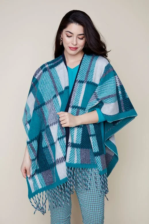 Renuar Knit Sweater Wrap R3877-E3005-PEACOM Peacock Combo Elegant Classic Vintage