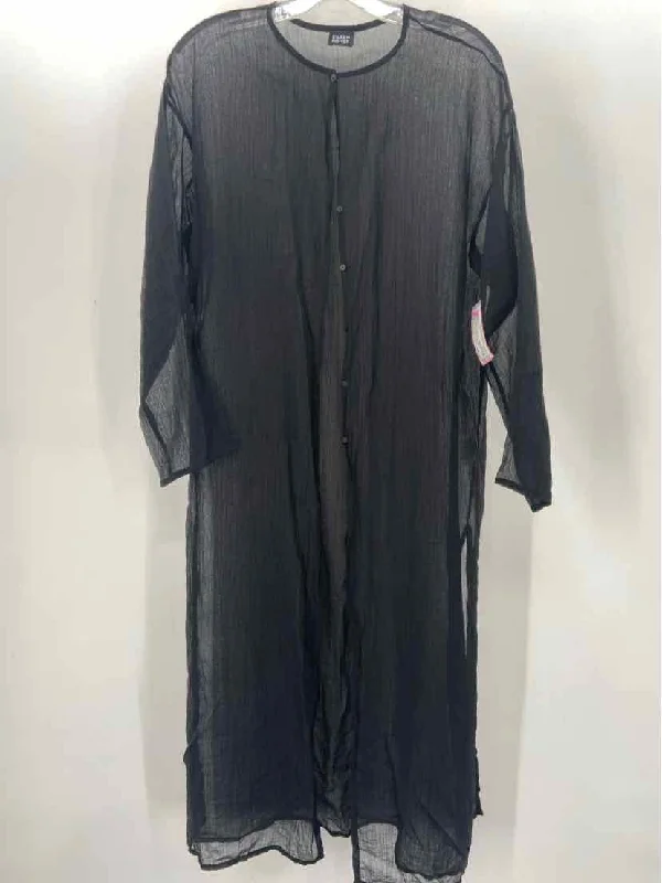 Pre-Owned Eileen Fisher Black Size One Size Long Shawl Sweater Neon Metallic Matte