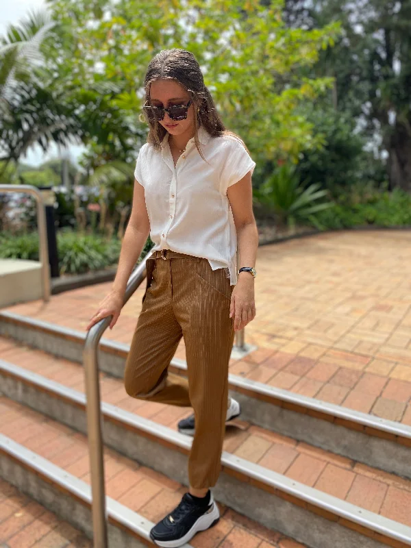 Hakama Pant - Gingerbread Stripe Fashionable Work Pants