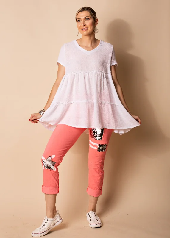 Coralie Pants in Coral Crush Comfy Cargo Trousers