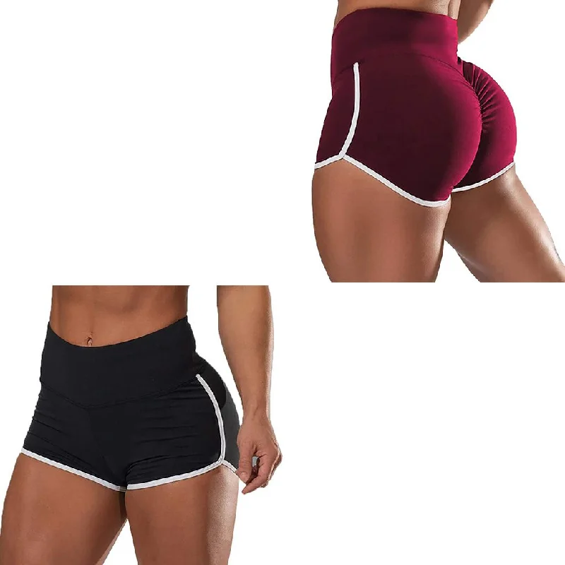 Lady Short Running Pants Sports Workout High Waist Butt Lifting Black Comfortable Fleece Pants