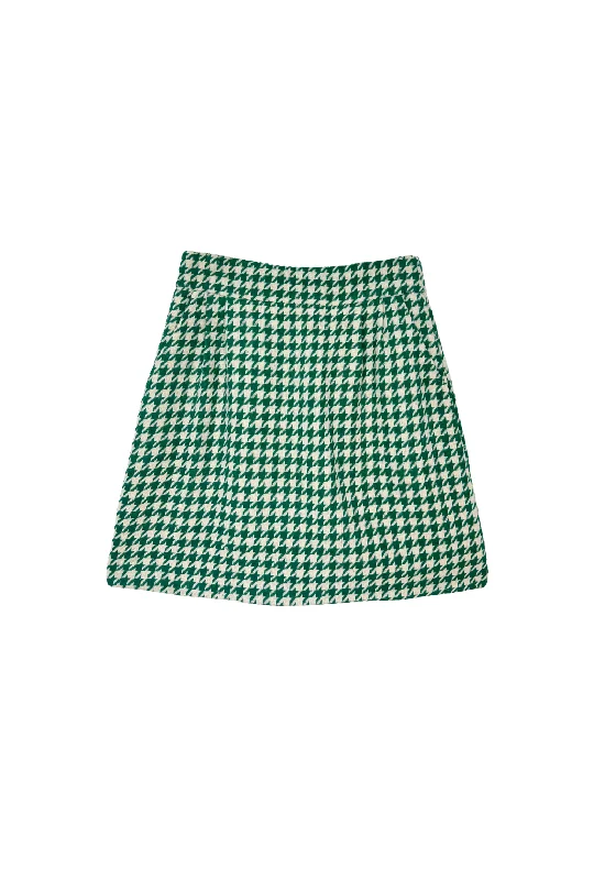 Buru x Tori Mellott Maggie Mini Skirt - Green Houndstooth velvet skirt rich