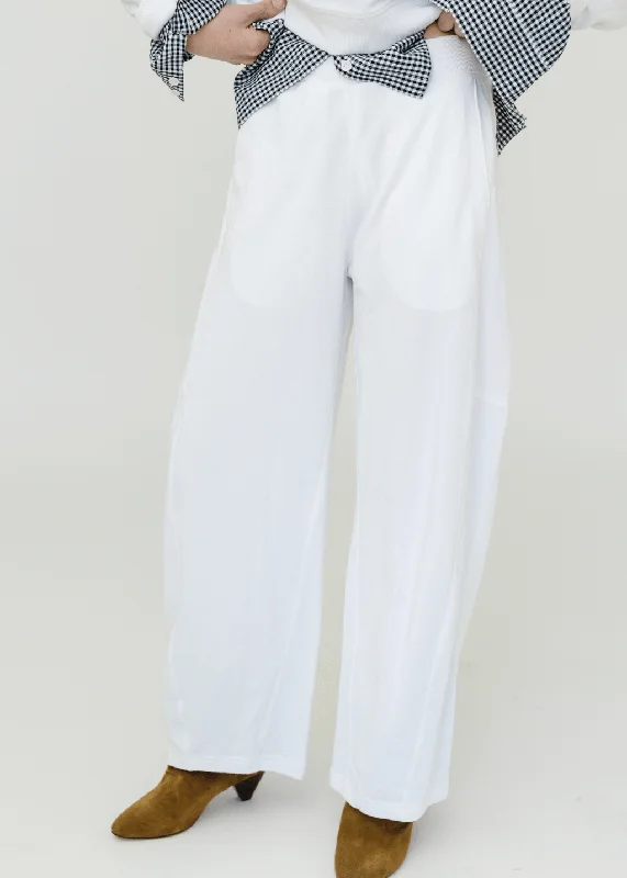 Tibi Light Weight Sweatshirting Winslow Pant in White Trendy Wide-Legged Trousers