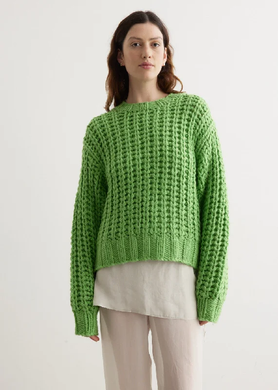 Hand Knit Sweater Spandex Blend Rayon Blend Denim Blend