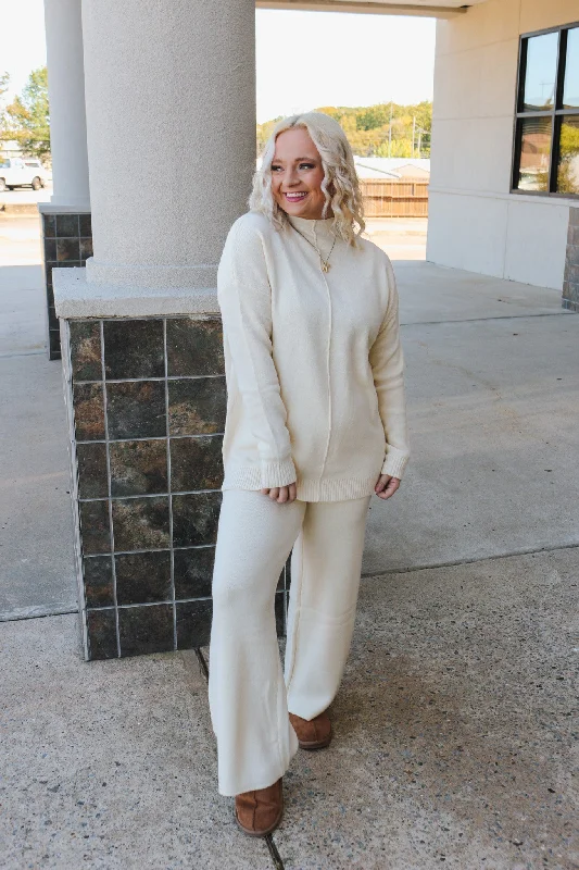 Fireplace Feels Cream Lounge Pants High-Waist Trousers