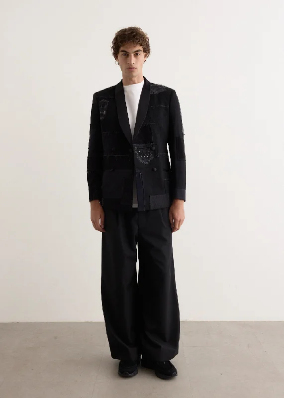 Cotton Denim x Multi Fabrics Patchwork Jacket Tailored Jacket Straight Jacket A-Line Jacket