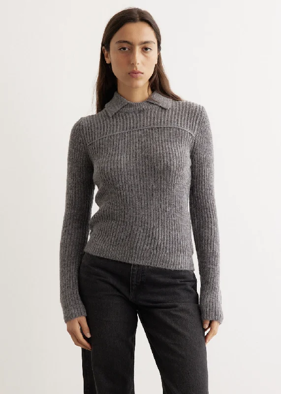 Madix Polo Sweater Solid Color Striped Floral Print
