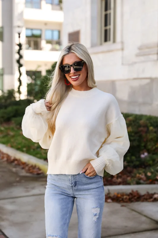 FINAL SALE - Elegant Perception Cream Sweater Slim Fit Regular Fit Oversized