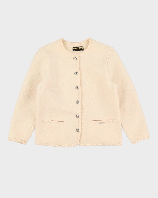 Geiger Austrian Cream Wool Jacket - S Trench Coat Raincoat Waterproof Jacket