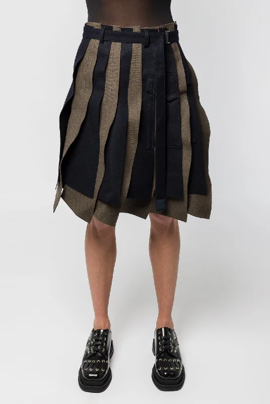 Sacai Chalk Stripe Wool Melton Skirt linen skirt relaxed