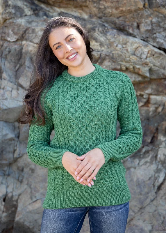 Ladies Slim-Fit Aran Sweater | Green Slim Fit Regular Fit Oversized