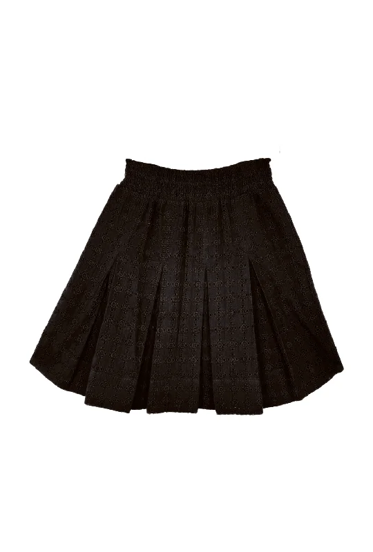 Smocked MINI Skirt - Black Eyelet denim skirt durable
