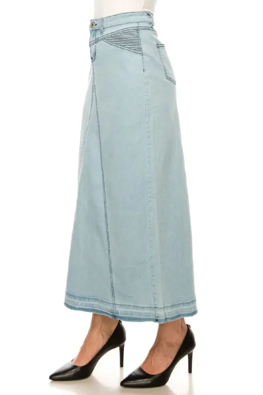 Stretch Denim Long Triangle-Cut Moto Skirt (89107-SKT) athletic skirt fit
