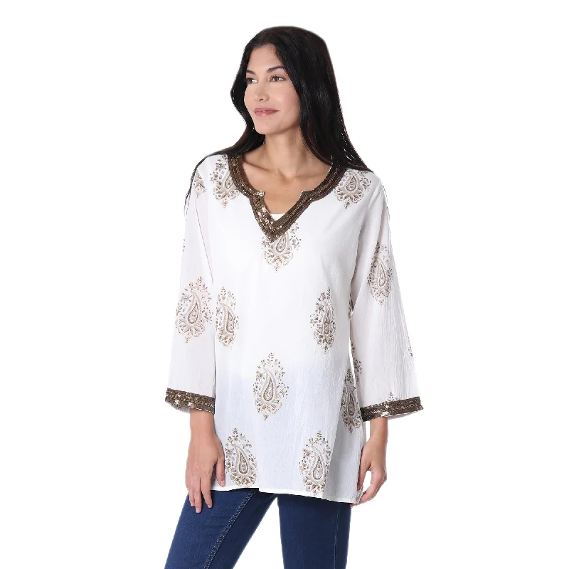 Bronze Diva White Cotton Tunic