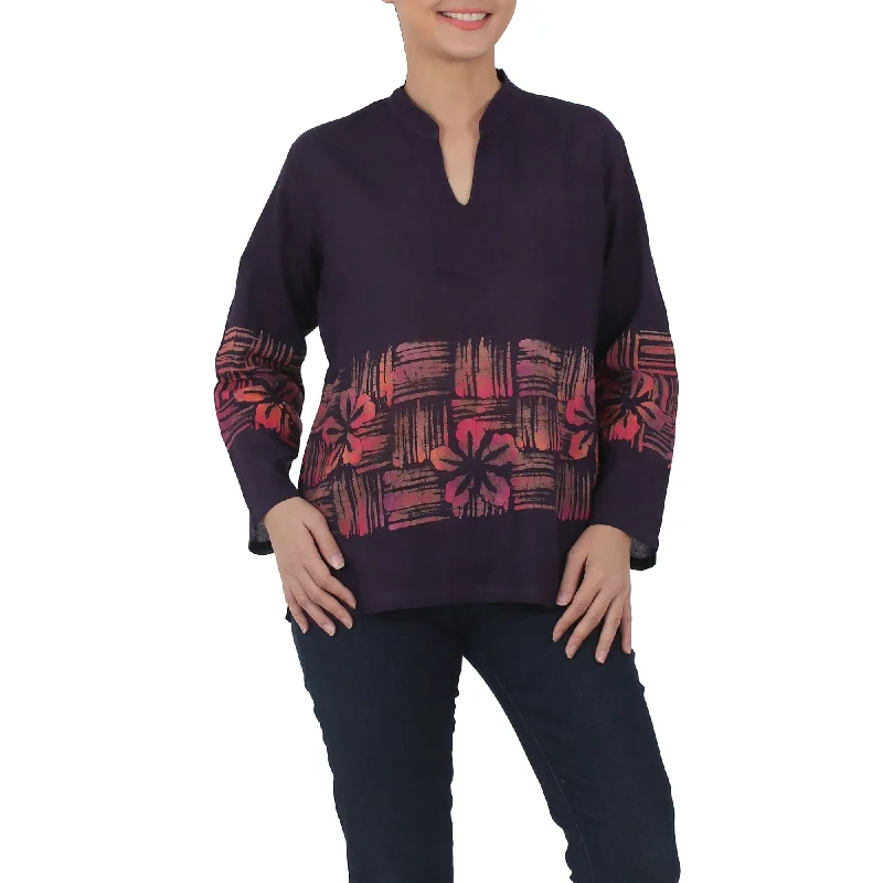 Island Evenings Purple Cotton Batik Tunic