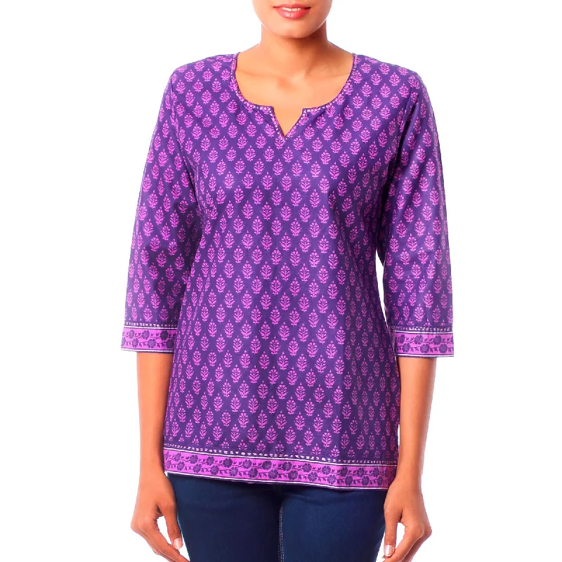 Radiant Orchid Blossom Purple Cotton Tunic