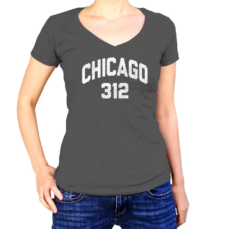 Women's Chicago 312 Area Code Vneck T-Shirt