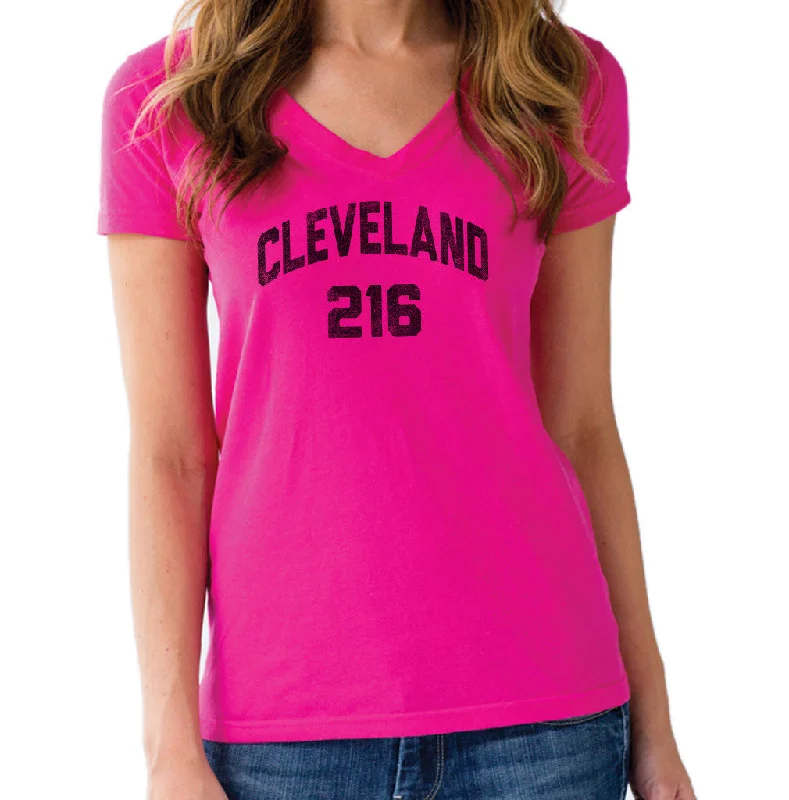 Women's Cleveland 216 Area Code Vneck T-Shirt