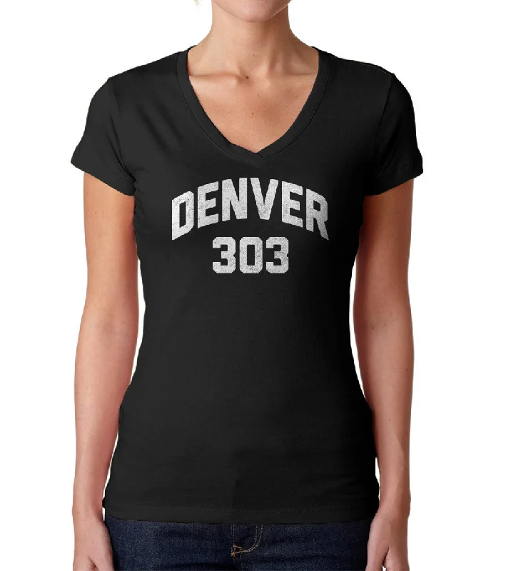 Women's Denver 303 Area Code Vneck T-Shirt