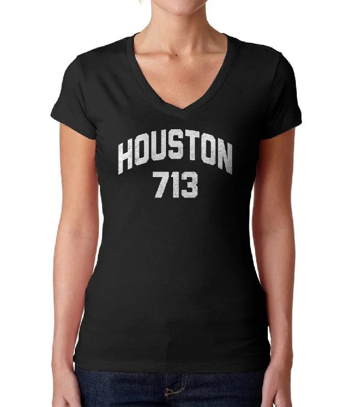 Women's Houston 713 Area Code Vneck T-Shirt