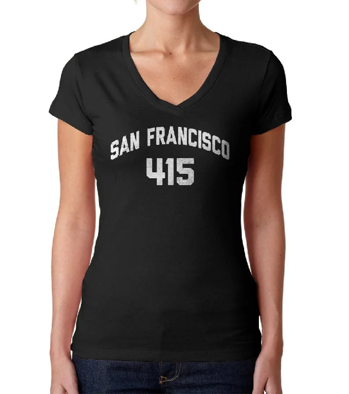 Women's San Francisco 415 Area Code Vneck T-Shirt