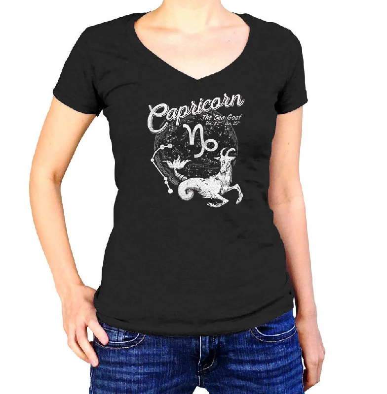 Women's Vintage Capricorn Vneck T-Shirt