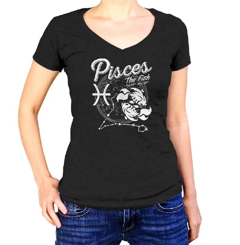 Women's Vintage Pisces Vneck T-Shirt