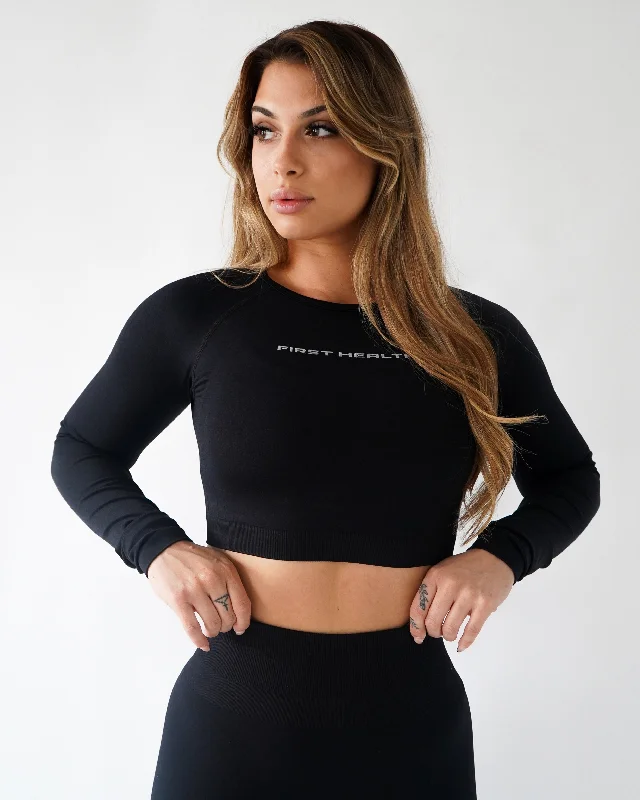 ENHANCE CROPPED LONG SLEEVE - Licorice