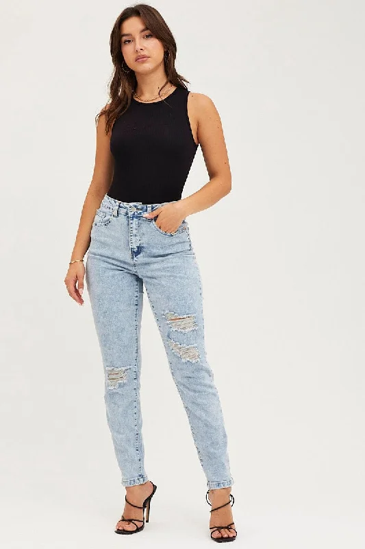 Blue Skinny Denim Jeans High Rise