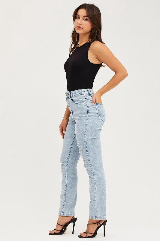 Blue Skinny Denim Jeans High Rise