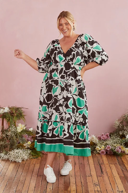 Alison 3/4 Sleeve Maxi Dress in Helsinki Summer