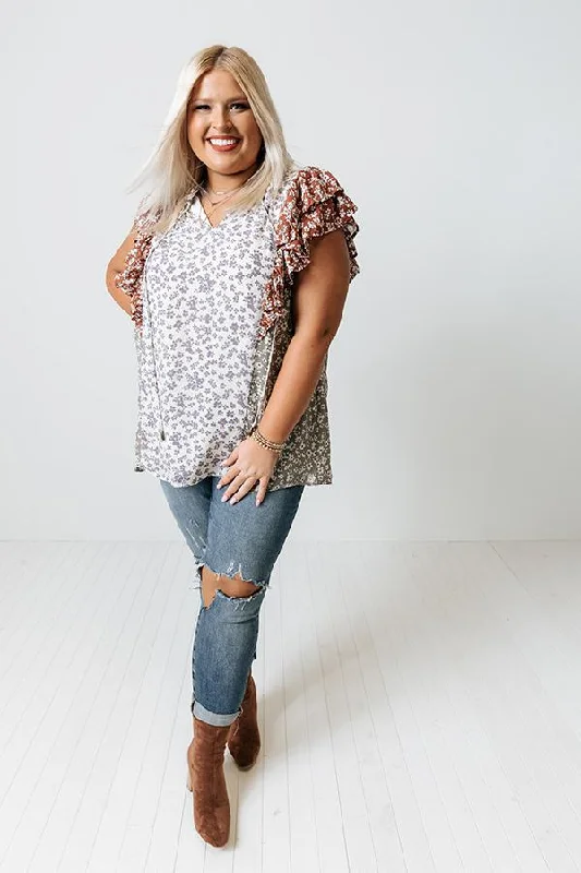 fashion loose Wildflowers print short sleeves shirt