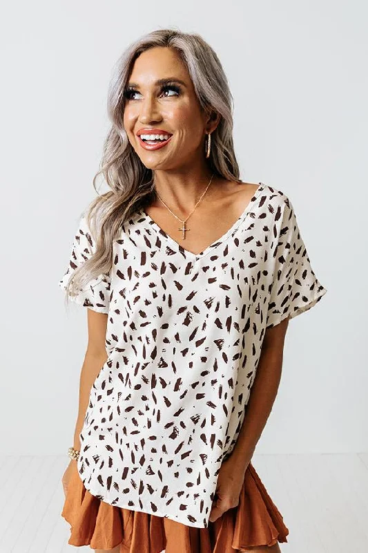 Balancing Act Shift Top Ivory V-neck shirt