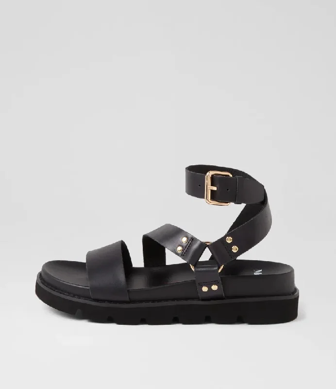 Mollini Black Caplan Leather Sandal