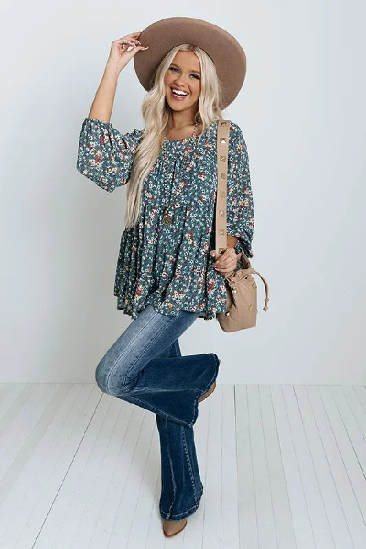 Women Long Sleeves Fashion Floral Blouse