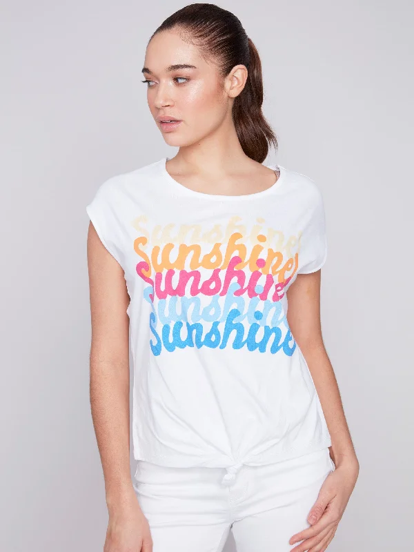 Printed Front Knot Top - Sunshine