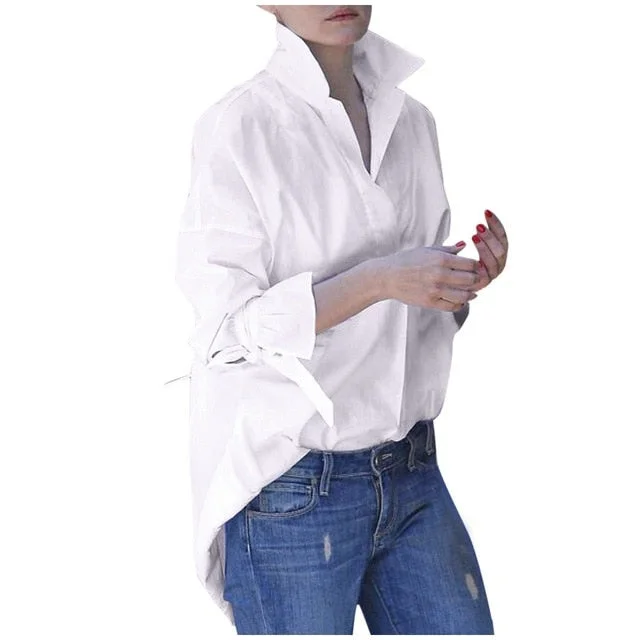 Spring Long Sleeve tops Women Casual shirt top Lapel Shirt 2020 fashion Plain Print Blouse Plus size shirt tops blouses women