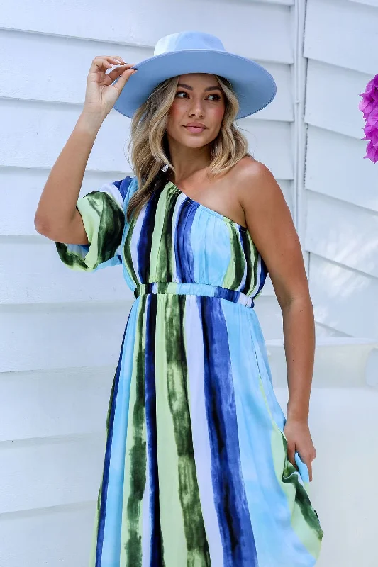 Stripe One Shoulder Dress