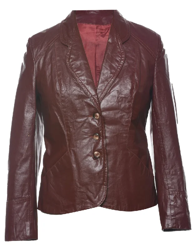 Burnt Orange Leather Jacket - S