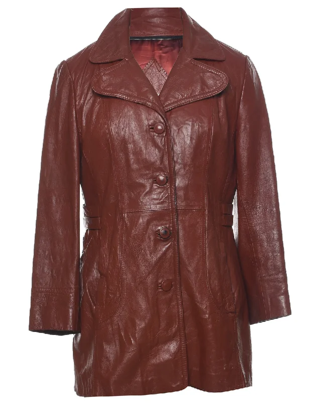 Dark Brown Leather Jacket - L