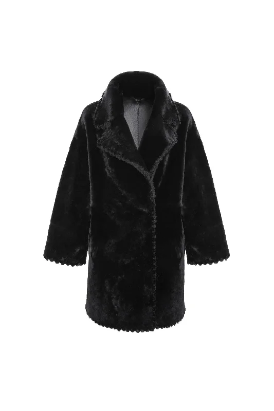 Reversible Select Shearling Lamb Jacket with Embroiderd Trim