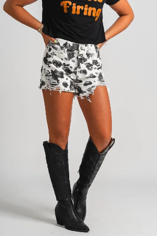 Cow print shorts black/white