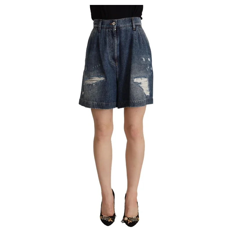 Dolce & Gabbana Chic High-Waisted Distressed Bermuda Shorts