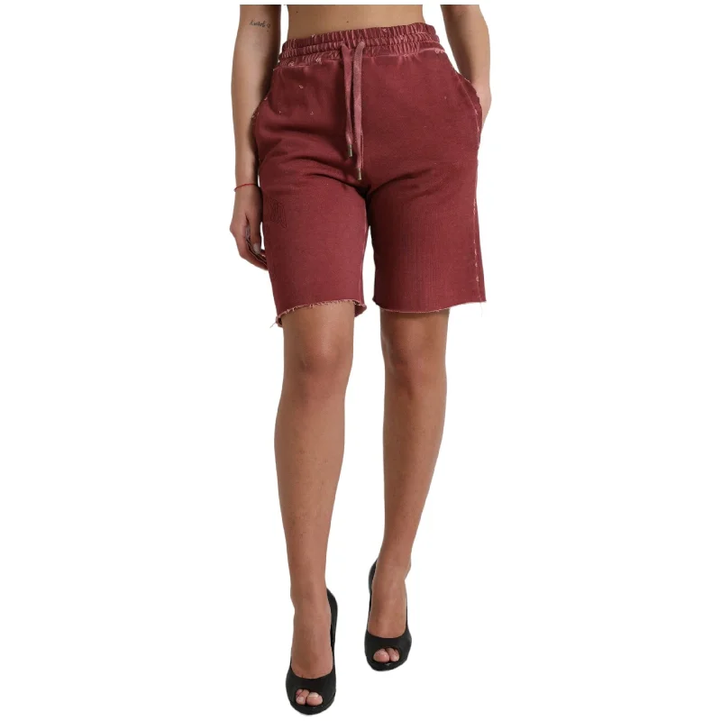 Dolce & Gabbana Chic Maroon High-Waist Designer Sweatshorts