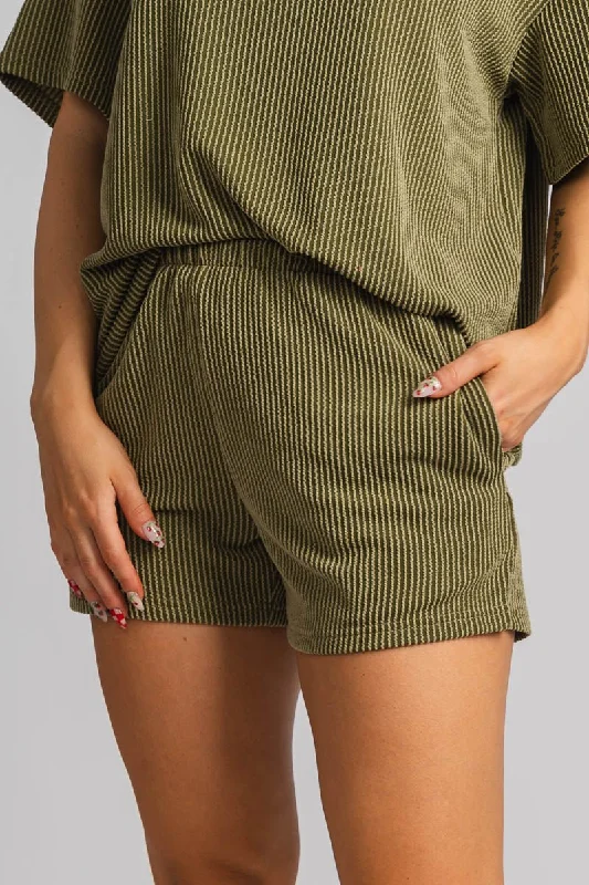 Ribbed knit shorts green