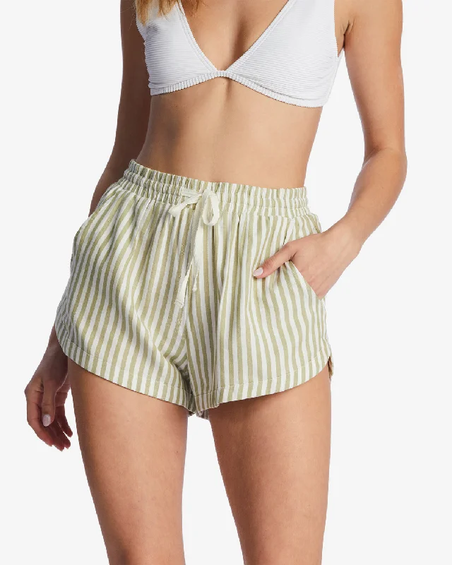 Road Trippin Elastic Waist Shorts - Avocado