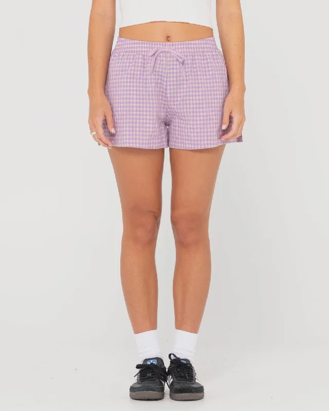 Rusty Checked Out Elastic Waist Shorts