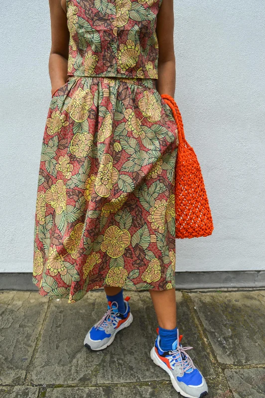 Stella Nova Wild Flowers Print Midi Skirt